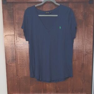 Polo by Ralph Lauren Women's Navy V-Neck Top